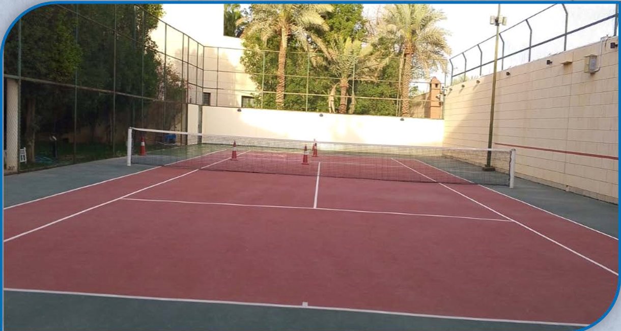 Outdoor sports court repair and repainting works at Chinese Embassy Riyadh